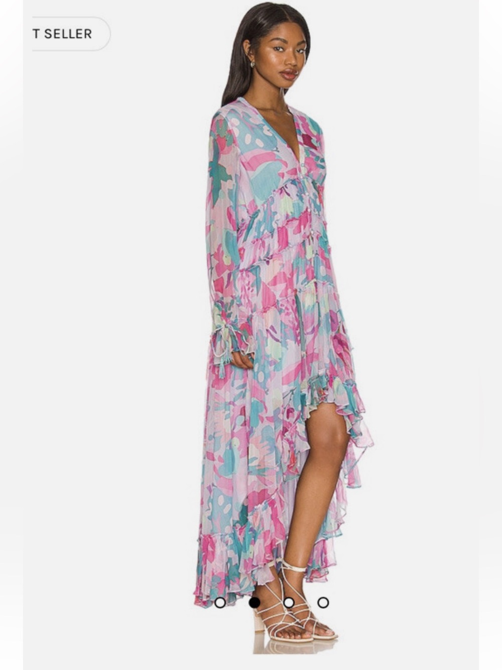 NWT Rococo Sand Revolve Lilac Floral High-Low Chiffon Dress - size med video